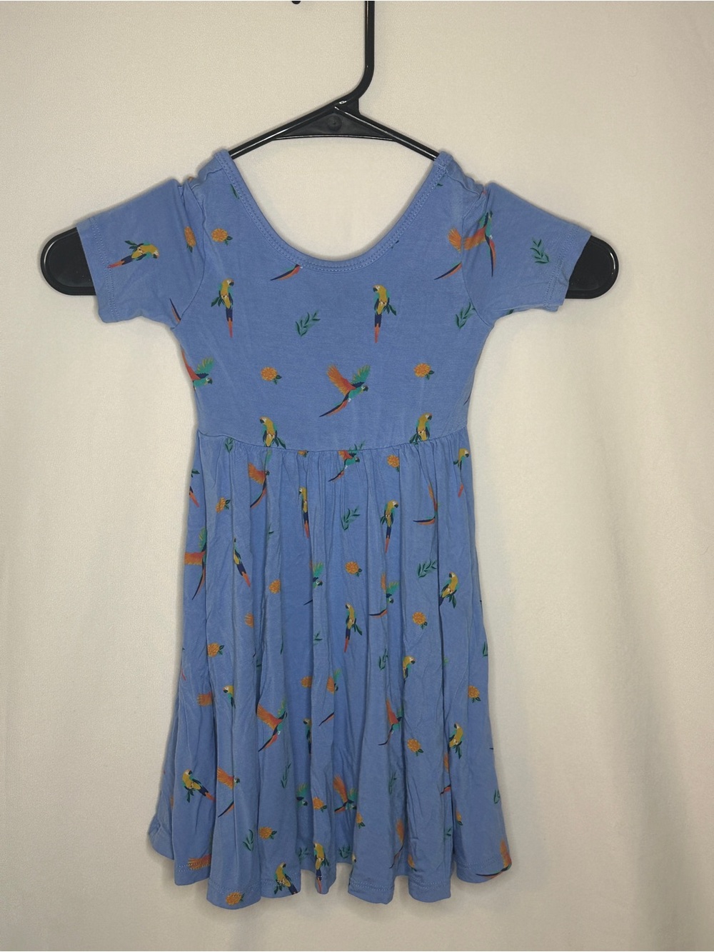 Kyte Baby Organic Blue Short Sleeve Dress with Birds